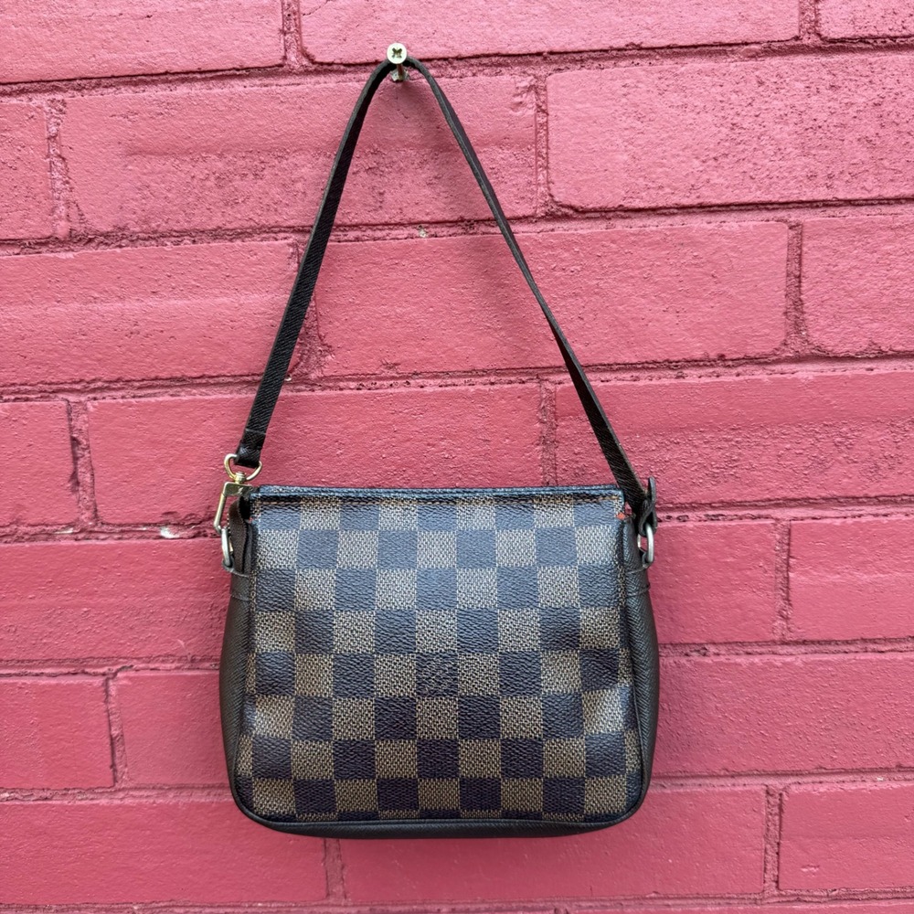 Vintage Louis Vuitton Damier Ebene Trousse Make Up Bag Pochette Mini Purse